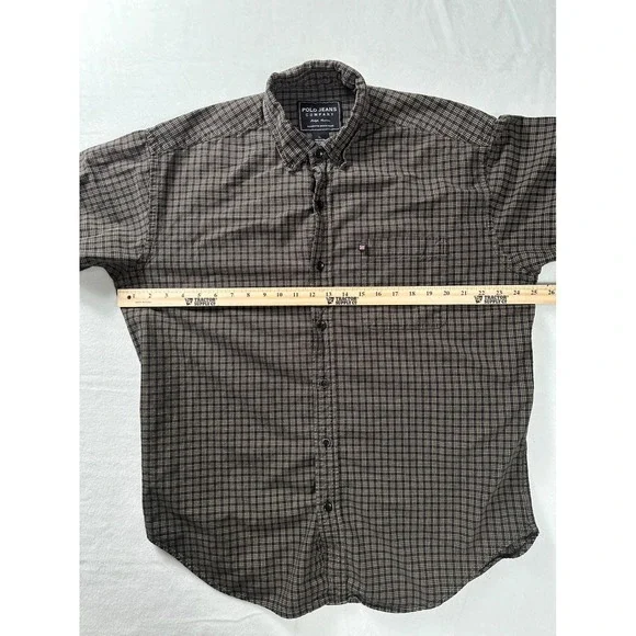 Polo Jean Ralph Lauren Men's Plaid Button Down Shirt Size L Authentic Denim Wear - Picture 6 of 6